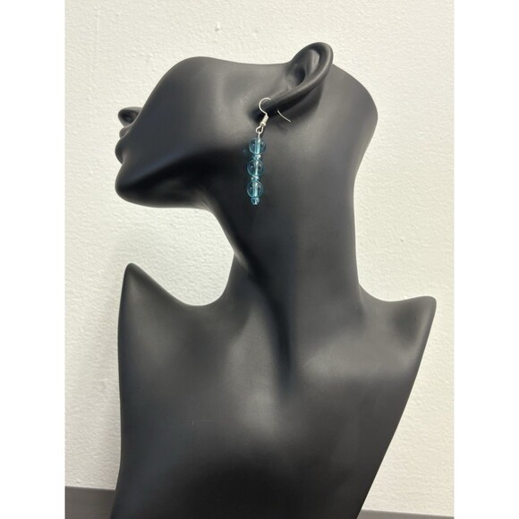 Blue Glass Bead Earrings Dangle Drop Hook Chic - Picture 4 of 12